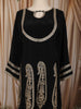 Classic Black Paisley Zari Embroidered and Stone Embellished Design Semi Silk Anarkali Salwar Suit with Matching Dupatta