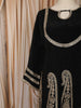 Classic Black Paisley Zari Embroidered and Stone Embellished Design Semi Silk Anarkali Salwar Suit with Matching Dupatta