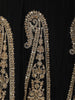 Classic Black Paisley Zari Embroidered and Stone Embellished Design Semi Silk Anarkali Salwar Suit with Matching Dupatta