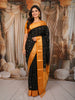 Classic Black Peacock Butta Zari Woven Design Pure Kanchipuram Silk Saree with Contrast Zari Border