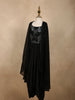 Classic Black Sequins and Beads Embroidered Design Georgette Kids Skirt and Top with Cape