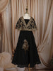 Classic Black Sequins and Beads Embroidered Design Tissue Kids Lehenga with Cape Overlay
