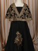 Classic Black Sequins and Beads Embroidered Design Tissue Kids Lehenga with Cape Overlay