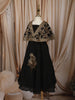 Classic Black Sequins and Beads Embroidered Design Tissue Kids Lehenga with Cape Overlay