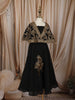 Classic Black Sequins and Beads Embroidered Design Tissue Kids Lehenga with Cape Overlay