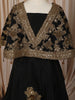 Classic Black Sequins and Beads Embroidered Design Tissue Kids Lehenga with Cape Overlay