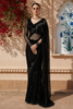Classic Black Shimmer Design Net Party Wear Saree with Matching Blouse