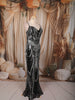 Classic Black Silver Heavy Sequins and Crystal Embroidered Design Sequins Fabric Party Wear Fish Cut Gown