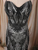 Classic Black Silver Heavy Sequins and Crystal Embroidered Design Sequins Fabric Party Wear Fish Cut Gown