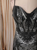 Classic Black Silver Heavy Sequins and Crystal Embroidered Design Sequins Fabric Party Wear Fish Cut Gown