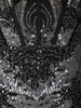 Classic Black Silver Heavy Sequins and Crystal Embroidered Design Sequins Fabric Party Wear Fish Cut Gown
