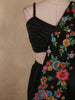 Classic Black Solid Design Satin Ready to Wear Draped Saree with Designer Blouse