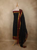 Classic Black Solid Woven Design Pure Cotton Unstitched Salwar Material with Zari Border