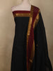 Classic Black Solid Woven Design Pure Cotton Unstitched Salwar Material with Zari Border