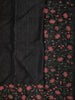 Classic Black Solid Woven Design Pure Tussar Silk Fancy Saree with Floral Thread Work Border