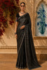 Classic Black  Striped Zari Woven Design Pure Organza Saree with Designer Border