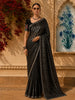 Classic Black  Striped Zari Woven Design Pure Organza Saree with Designer Border