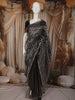 Classic Black  Striped Zari Woven Design Pure Organza Saree with Designer Border