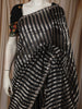 Classic Black  Striped Zari Woven Design Pure Organza Saree with Designer Border