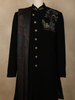 Classic Black Tree Motif Thread Embroidered Design Polynosic Men's Sherwani Suit