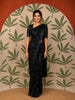 Classic Black Zig Zag Sequins Embroidered Design Chiffon Fancy Saree with Designer Border