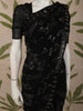 Classic Black Zig Zag Sequins Embroidered Design Chiffon Fancy Saree with Designer Border