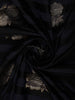 Classic Black and Blue Striped Woven Design Pure Tussar Party Wear Saree with Scalloped Border
