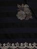 Classic Black and Blue Striped Woven Design Pure Tussar Party Wear Saree with Scalloped Border
