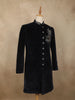 Classic Black elephant Motif Beads and Zardozi Embroidered Design Velvet Men's Sherwani Suit