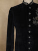 Classic Black elephant Motif Beads and Zardozi Embroidered Design Velvet Men's Sherwani Suit