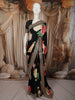 Classic Black with Multicolor Floral Printed Design Georgette Fancy Saree with Designer Border