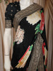 Classic Black with Multicolor Floral Printed Design Georgette Fancy Saree with Designer Border