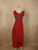 Bold Crimson Red Solid Design Cotton Palazzo Suit