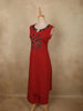 Bold Crimson Red Solid Design Cotton Palazzo Suit