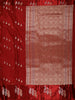 Classic Crimson Red Leaf Butta Zari Woven Design semi Banarasi Silk Saree with Floral Border