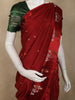 Classic Crimson Red Leaf Butta Zari Woven Design semi Banarasi Silk Saree with Floral Border