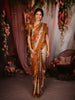 Classic Ivory Beige Floral Printed Design Semi Tussar Saree with Contrast Border
