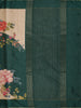 Classic Ivory Beige Floral Printed Design Semi Tussar Saree with Contrast Border