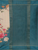 Classic Ivory Beige Floral Printed Design Semi Tussar Saree with Contrast Border