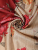 Classic Ivory Beige Floral Printed Design Semi Tussar Saree with Contrast Border