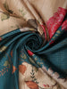 Classic Ivory Beige Floral Printed Design Semi Tussar Saree with Contrast Border