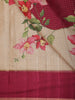 Classic Ivory Beige Floral Printed Design Semi Tussar Saree with Contrast Border