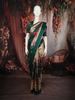 Classic Ivory Beige Floral Printed Design Semi Tussar Saree with Contrast Border