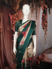 Classic Ivory Beige Floral Printed Design Semi Tussar Saree with Contrast Border