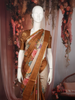Classic Ivory Beige Floral Printed Design Semi Tussar Saree with Contrast Border