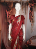 Classic Ivory Beige Floral Printed Design Semi Tussar Saree with Contrast Border