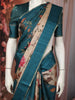 Classic Ivory Beige Floral Printed Design Semi Tussar Saree with Contrast Border