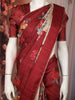 Classic Ivory Beige Floral Printed Design Semi Tussar Saree with Contrast Border