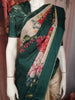 Classic Ivory Beige Floral Printed Design Semi Tussar Saree with Contrast Border