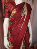Classic Ivory Beige Floral Printed Design Semi Tussar Saree with Contrast Border